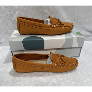 Earth Origins Leather Driving Moccasins Monarch Womens 6W Orange Casual Comfort